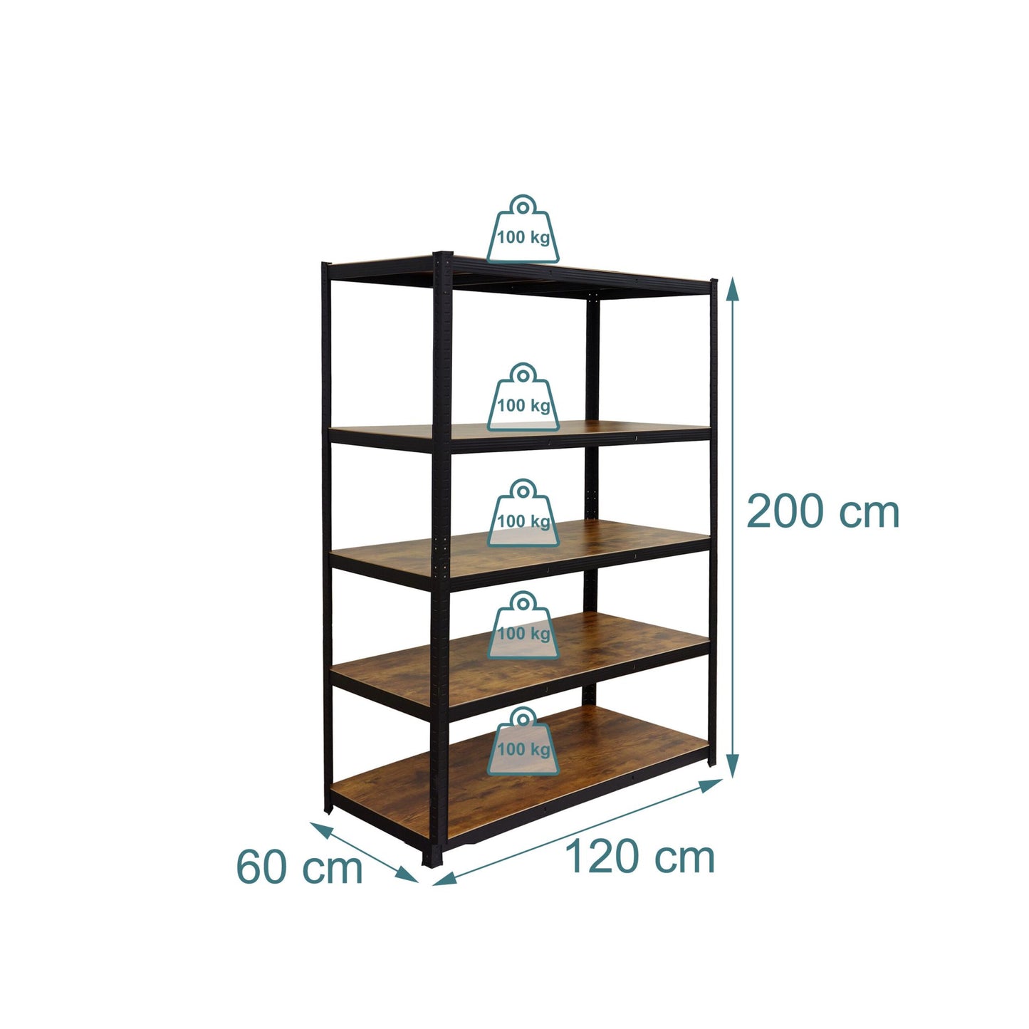 Heavy-Duty Metal Shelving Unit, 5-Tier, 500 kg Capacity