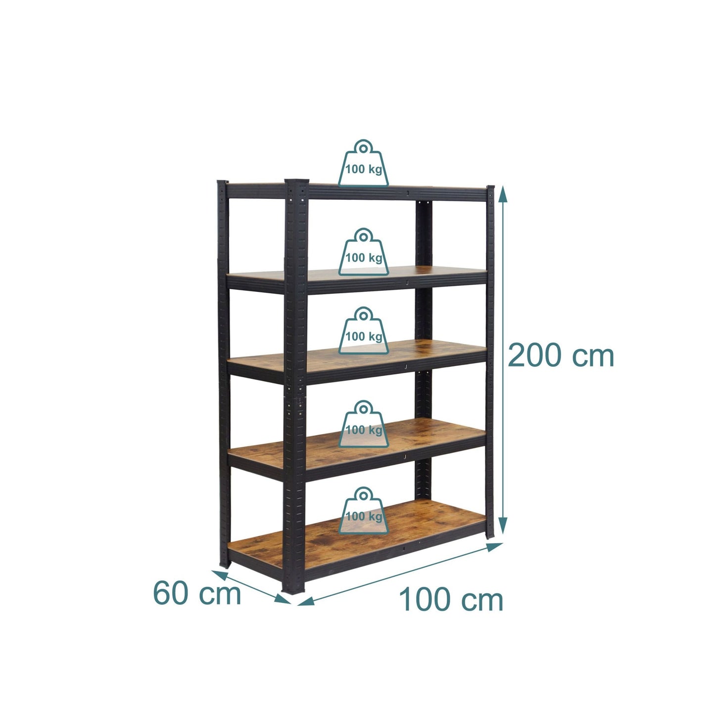 Heavy-Duty Metal Shelving Unit, 5-Tier, 500 kg Capacity