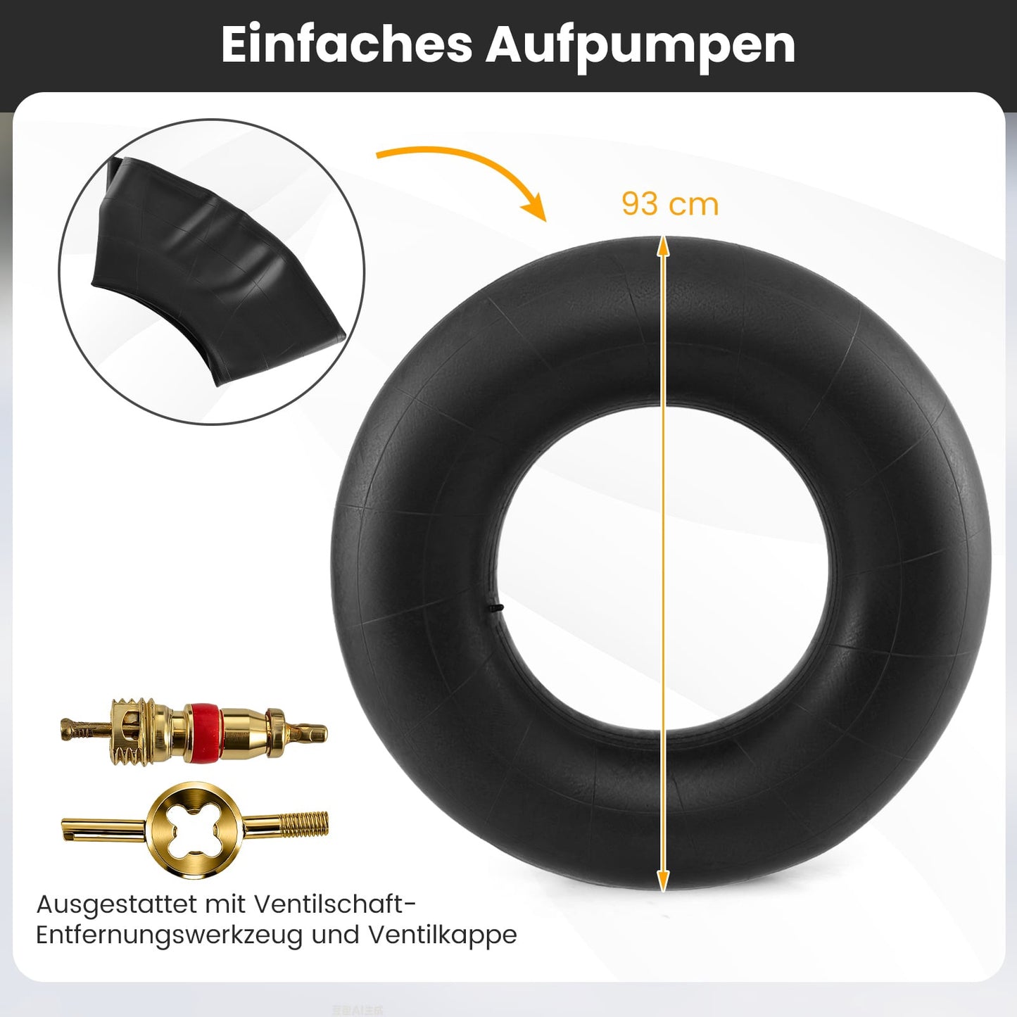 Heavy-Duty Rubber Snow & River Tube, 93 cm Diameter