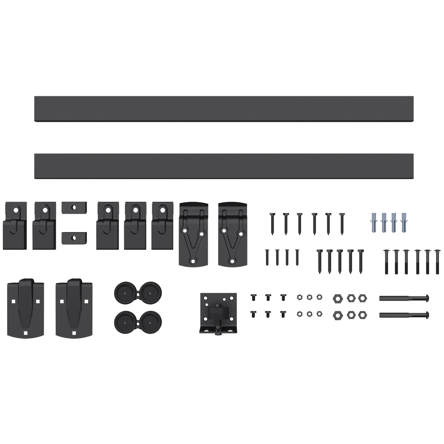 Heavy-Duty Sliding Door Hardware Set, 244 cm Black Steel