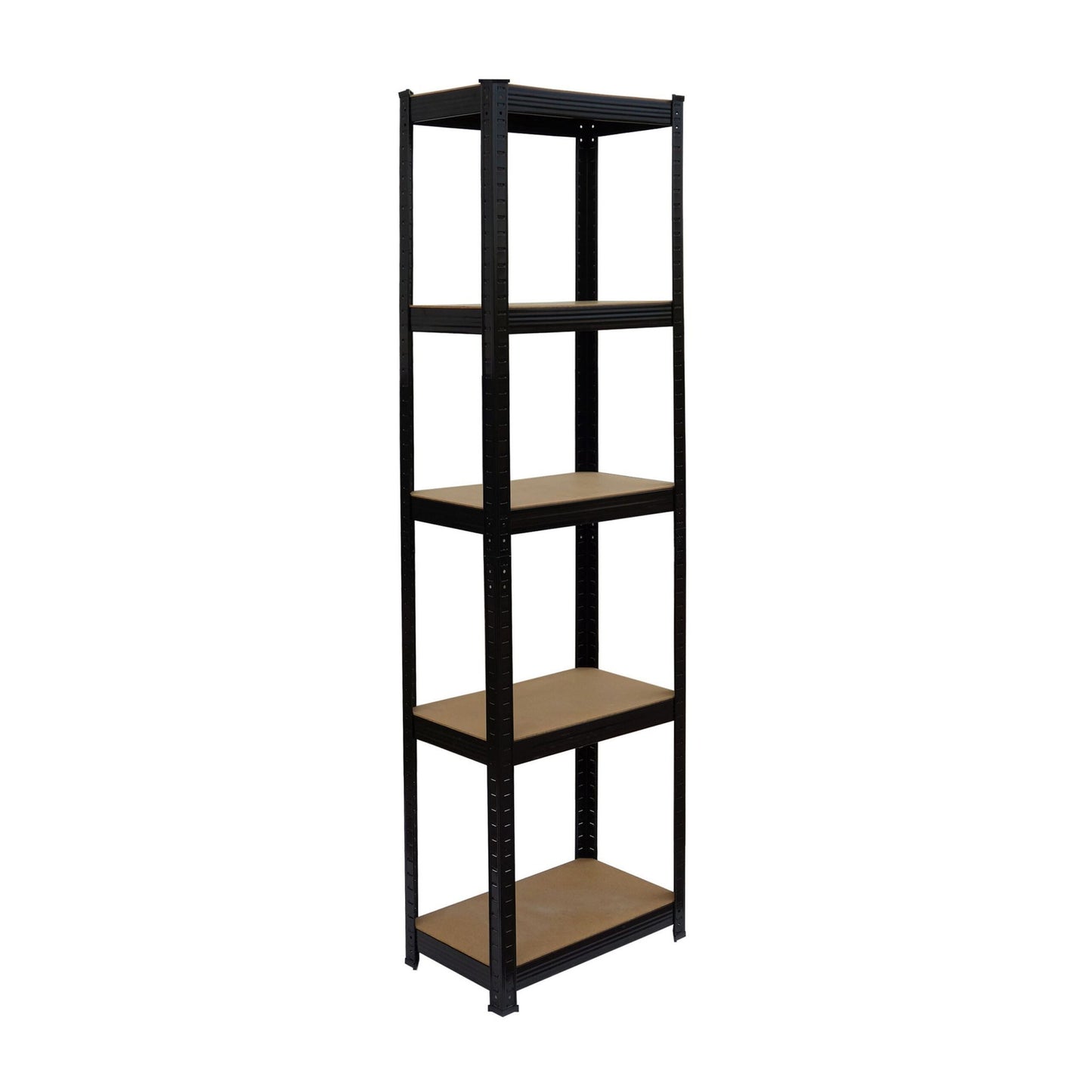Heavy-Duty Steel Rack, 5 Adjustable Shelves, Black
