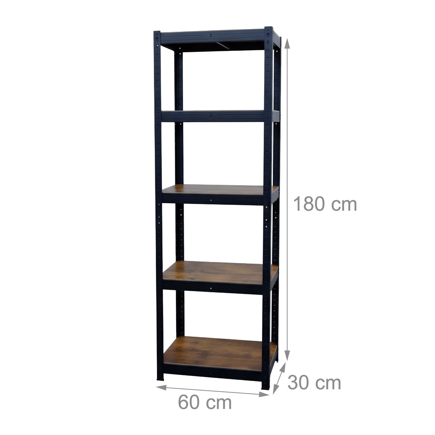 Heavy-Duty Steel Shelf 180x60x30 cm, Adjustable Shelves
