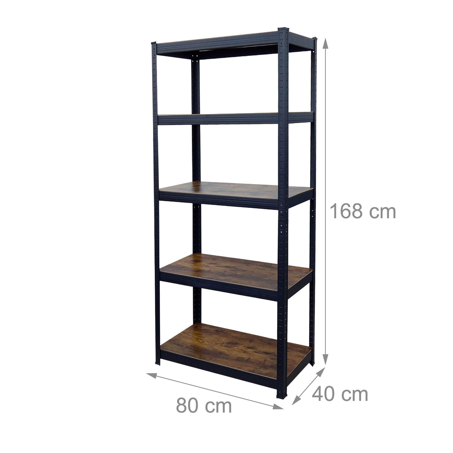 Heavy-Duty Steel Shelving Unit, 168x80x40 cm, 5 Shelves