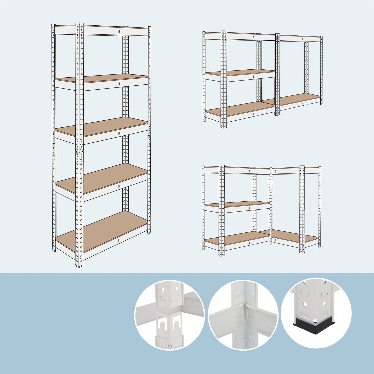Heavy-Duty Steel Shelving Unit, 5 Adjustable Tiers