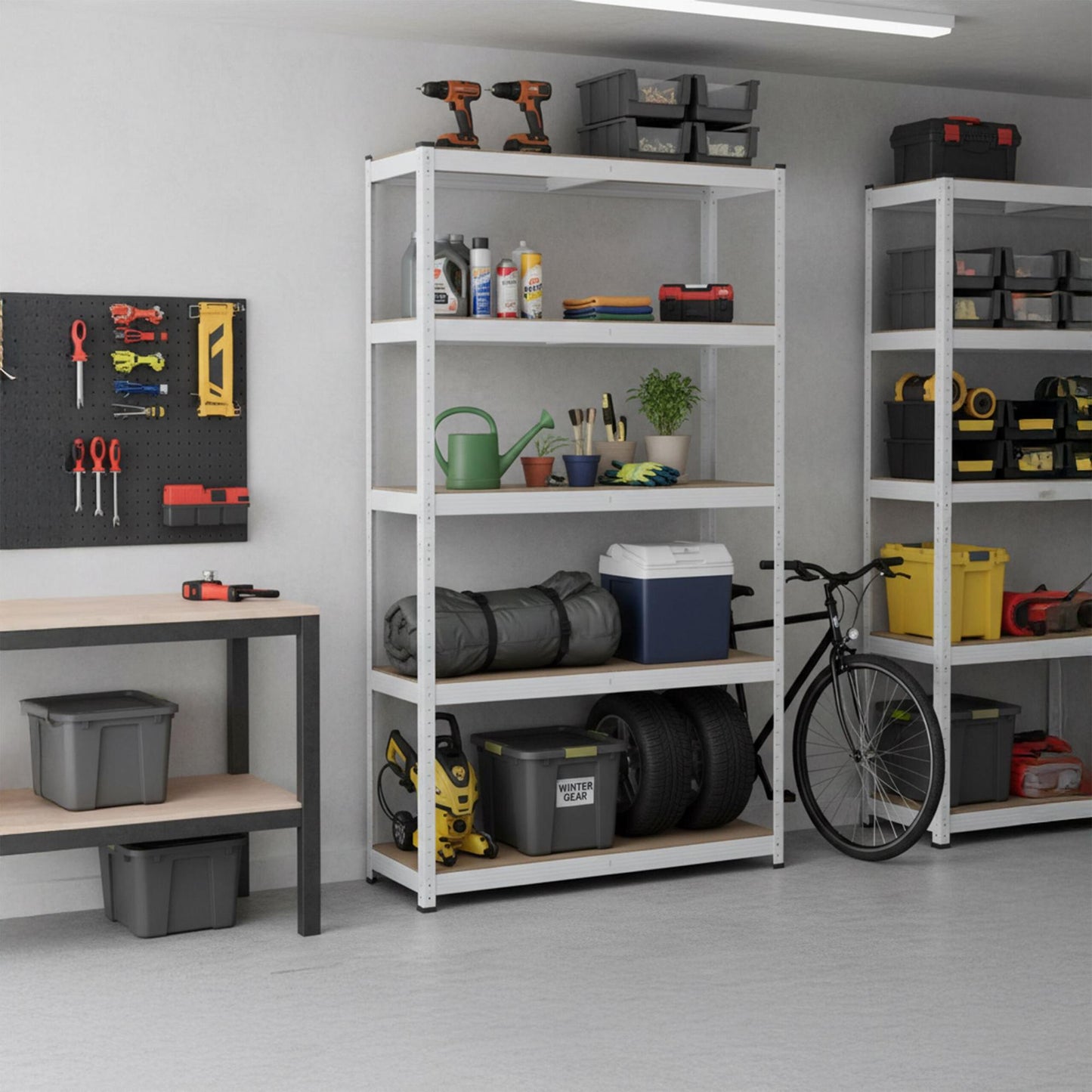 Heavy-Duty Steel Shelving Unit, 5 Adjustable Tiers