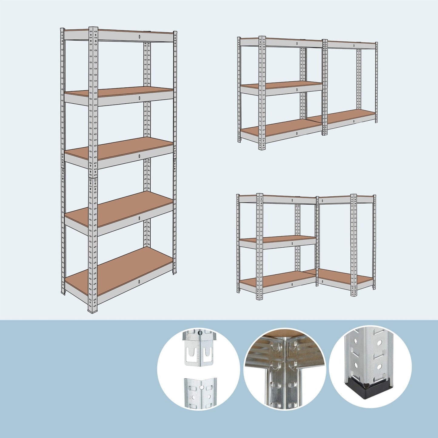Heavy-Duty Steel Shelving Unit, 5 Tiers, 875 kg Capacity