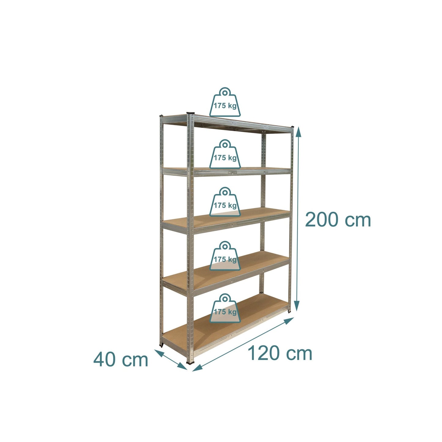 Heavy-Duty Steel Shelving Unit, 5 Tiers, 875 kg Capacity