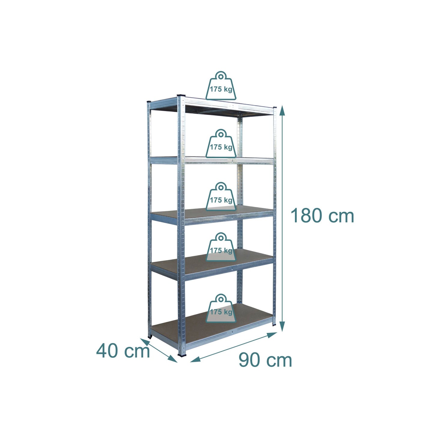 Heavy-Duty Steel Shelving Unit, 5 Tiers, 875 kg Capacity