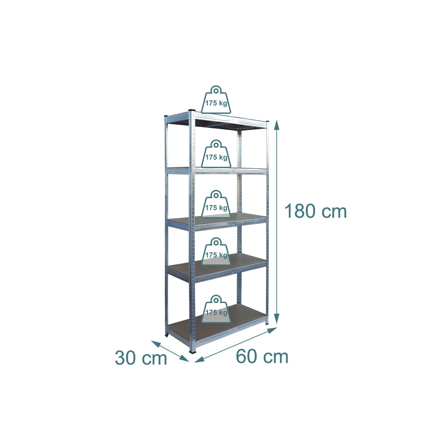 Heavy-Duty Steel Shelving Unit, 5 Tiers, 875 kg Capacity