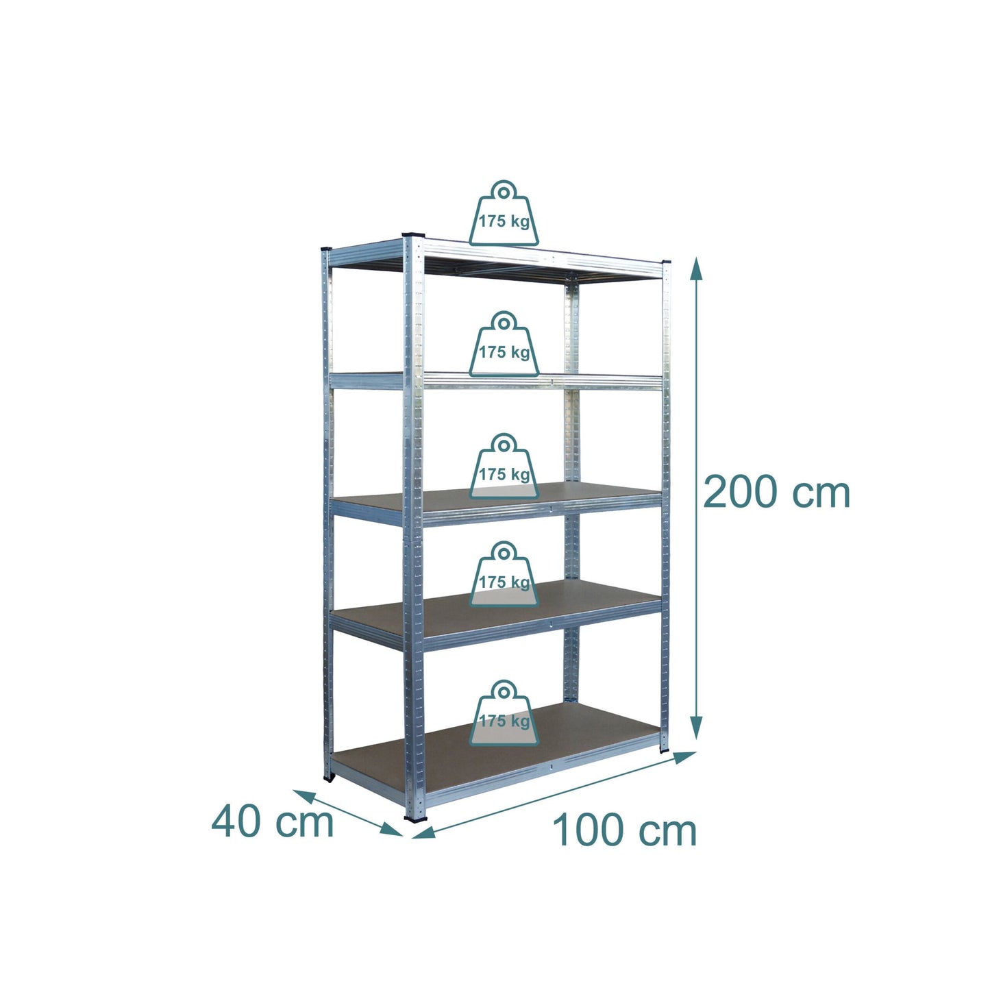 Heavy-Duty Steel Shelving Unit, 5 Tiers, 875 kg Capacity