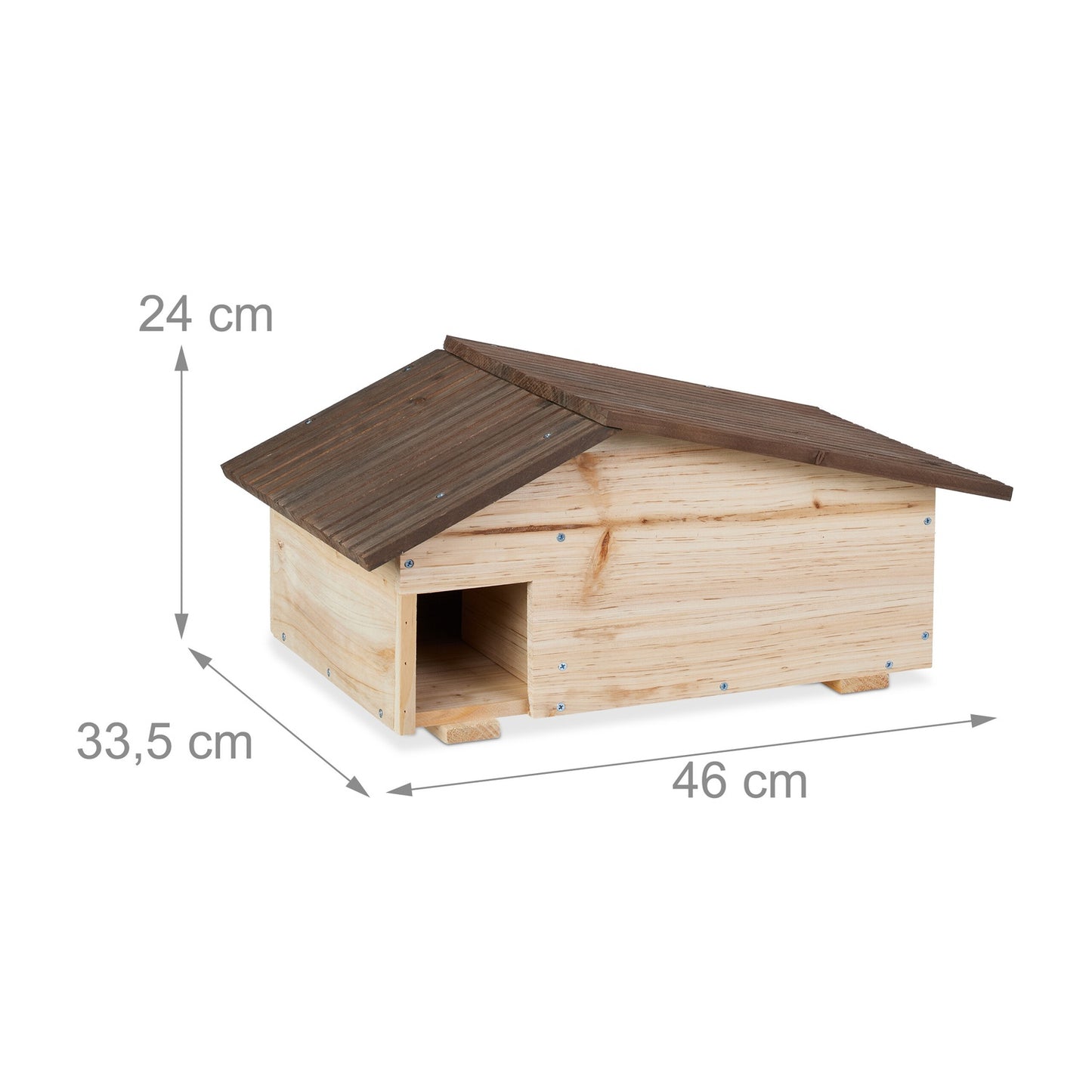 Hedgehog Shelter with Sloping Roof, Pine Wood
