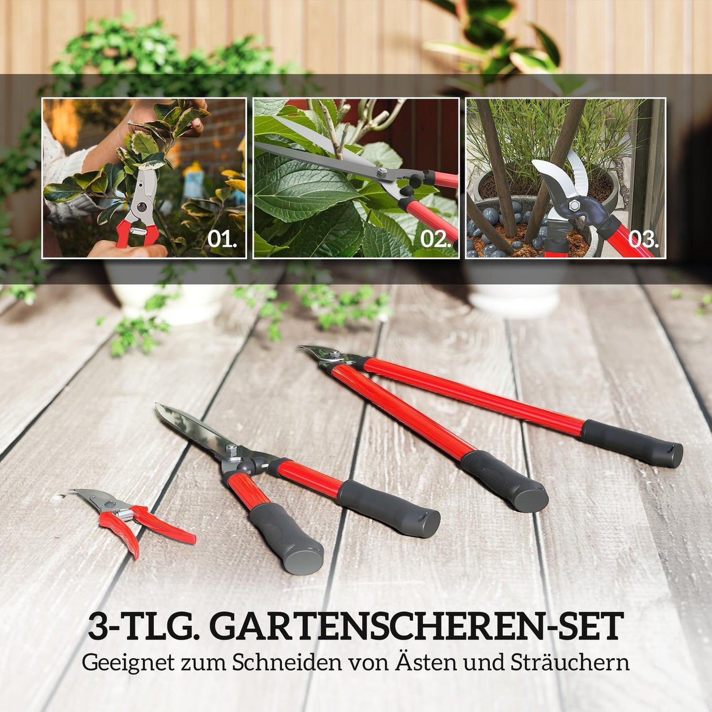 3-Piece Garden Tool Set with Rust-Resistant Blades