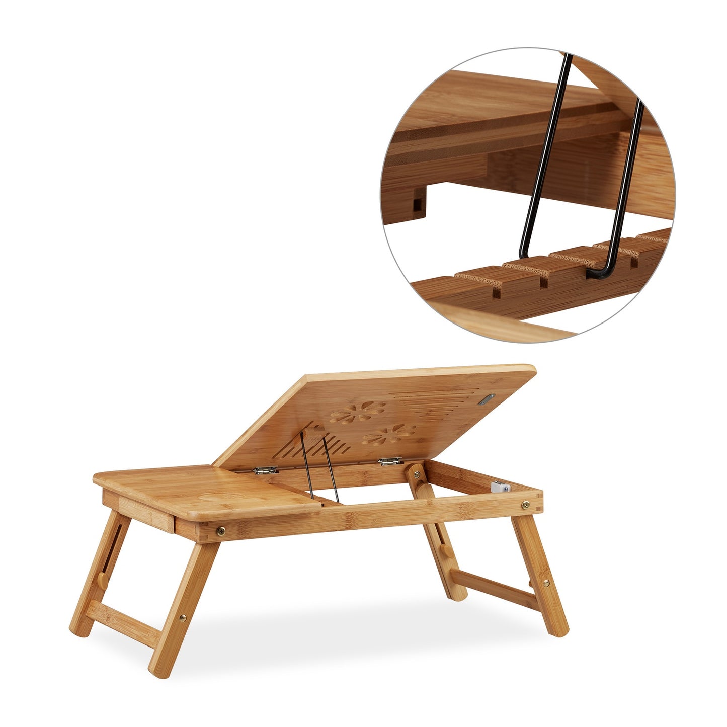 Height adjustable bamboo laptop stand