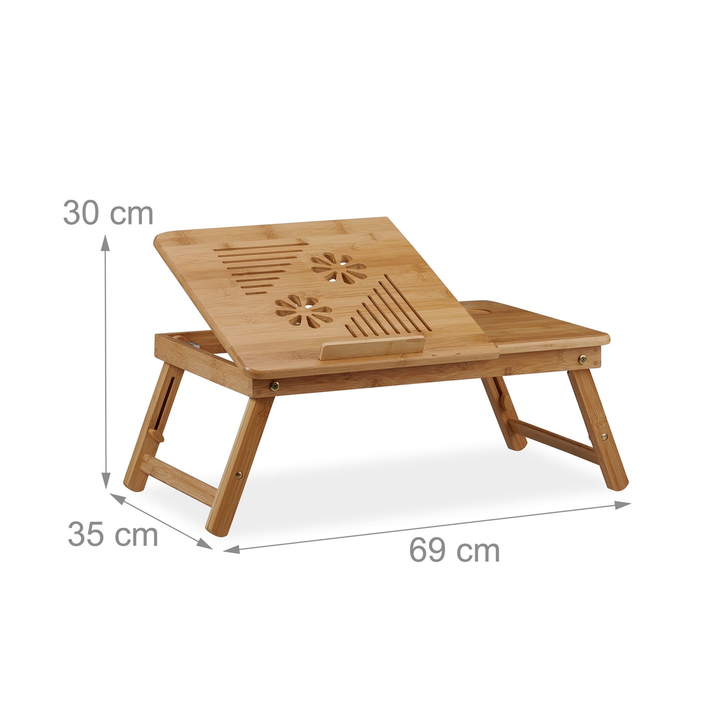 Height adjustable bamboo laptop stand