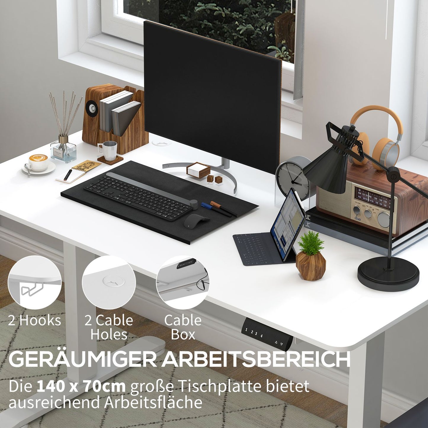 Electric height-adjustable desk with memory and anti-collision