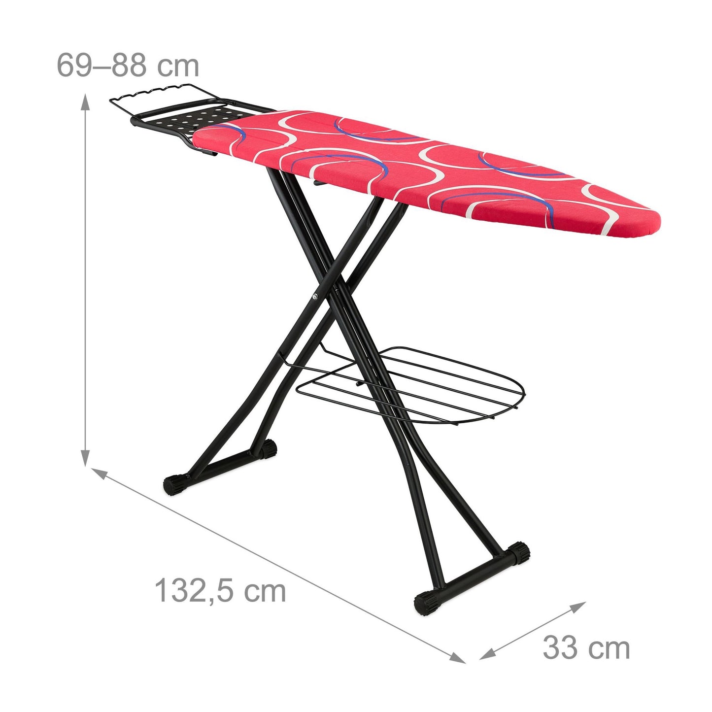 Height-Adjustable Ironing Board with Garment Racks