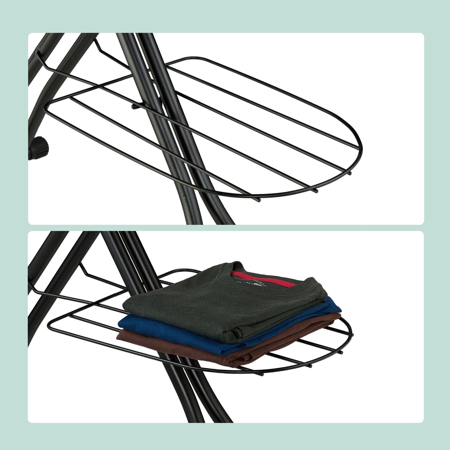 Height-Adjustable Ironing Board with Garment Racks