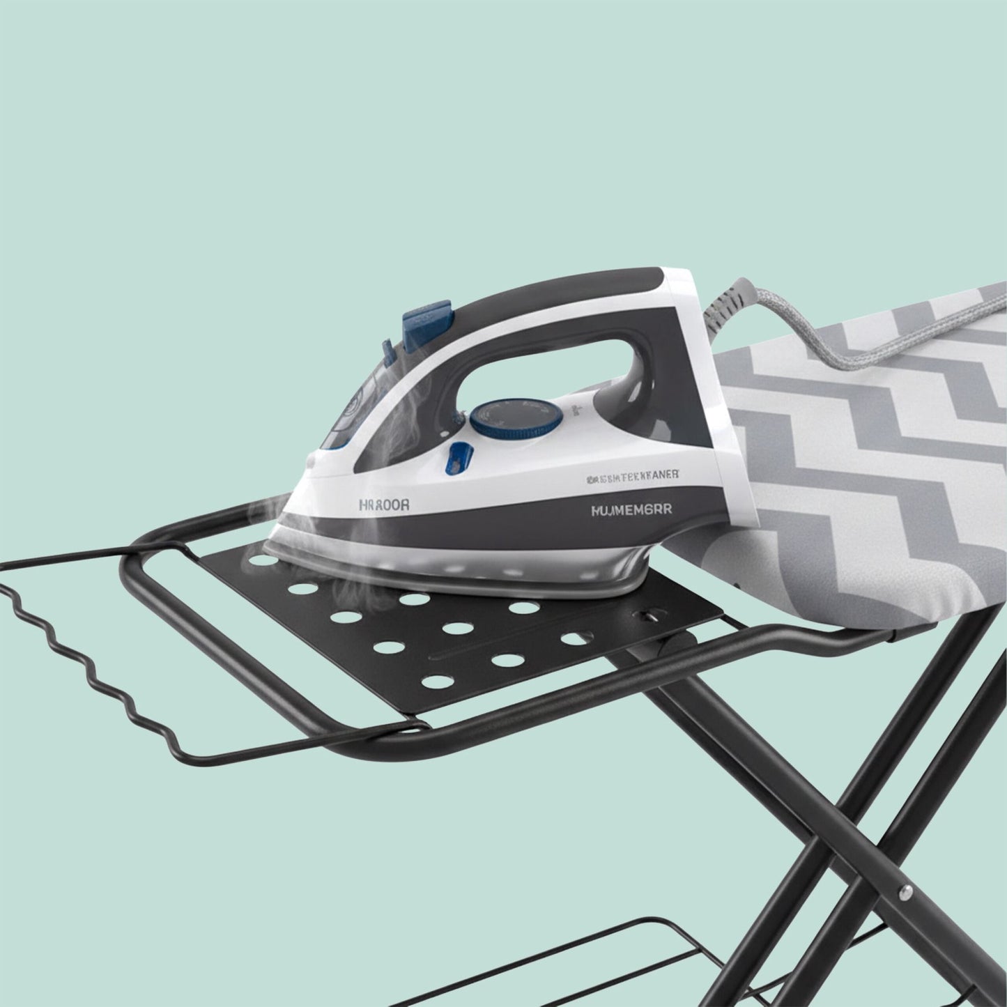 Height-Adjustable Ironing Board with Iron Rest, 110x33 cm