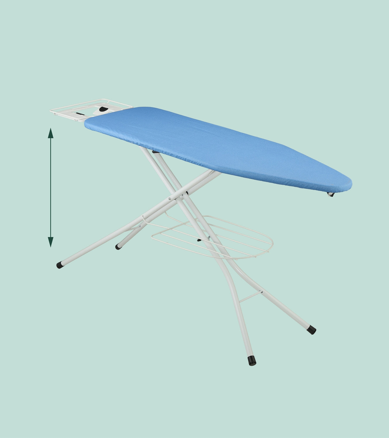 Height-Adjustable Ironing Board with Iron Rest, 120x38 cm
