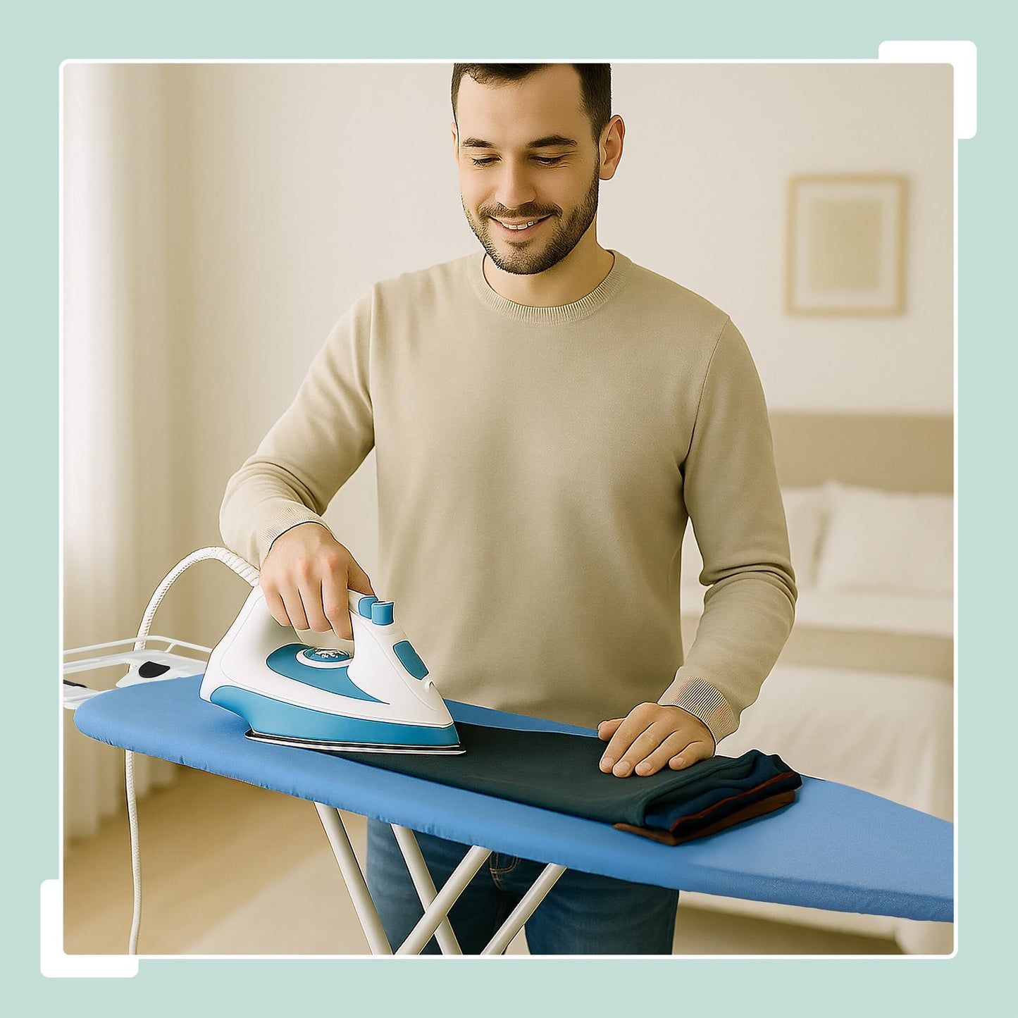 Height-Adjustable Ironing Board with Iron Rest, 120x38 cm