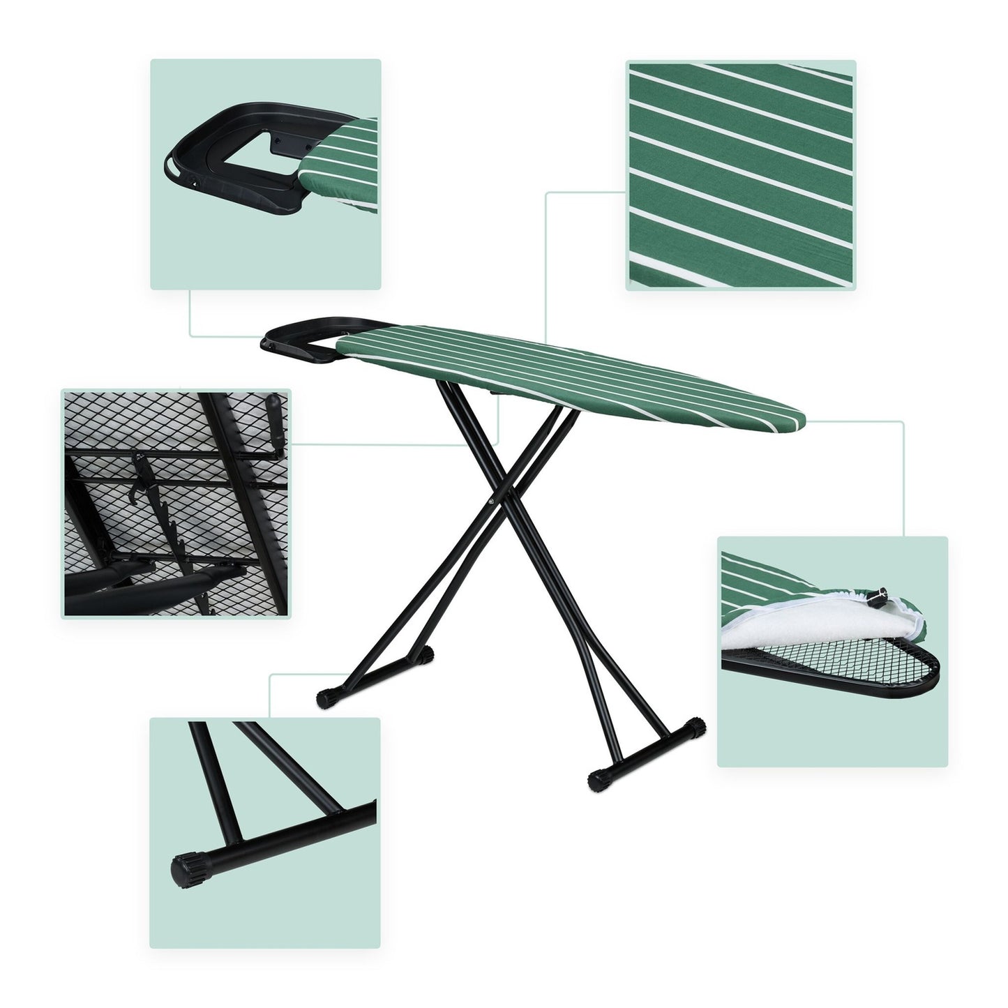 Height-Adjustable Ironing Board with Iron Rest, 121 x 39 cm