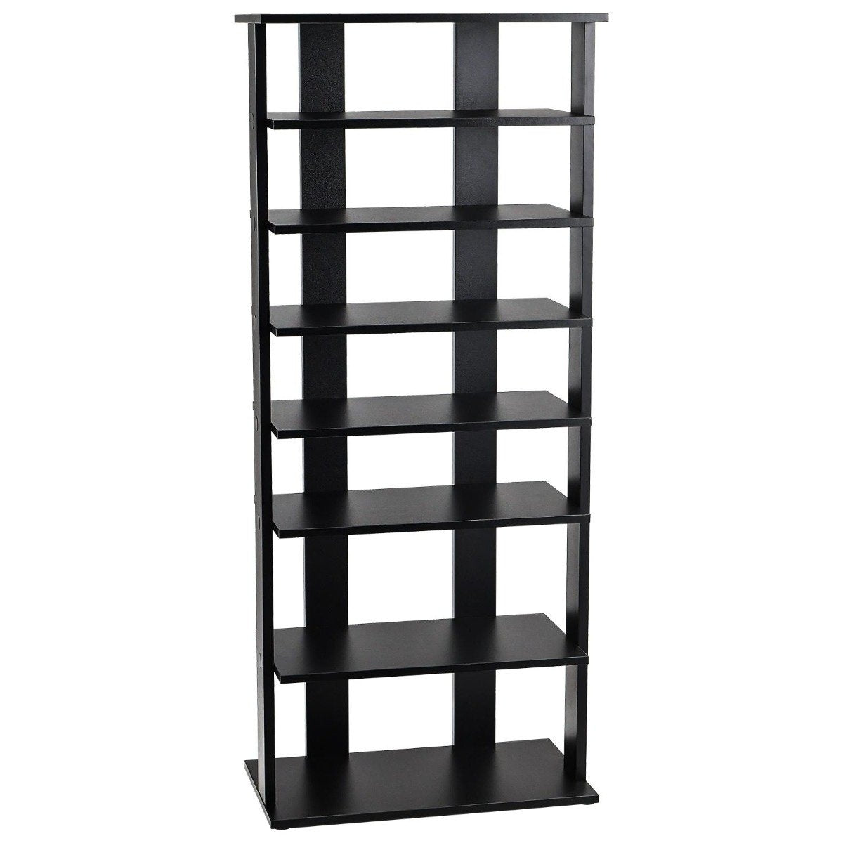 Height-adjustable 8-tier shoe stand made of wood, shoe rack, free-standing corner shelf, brown