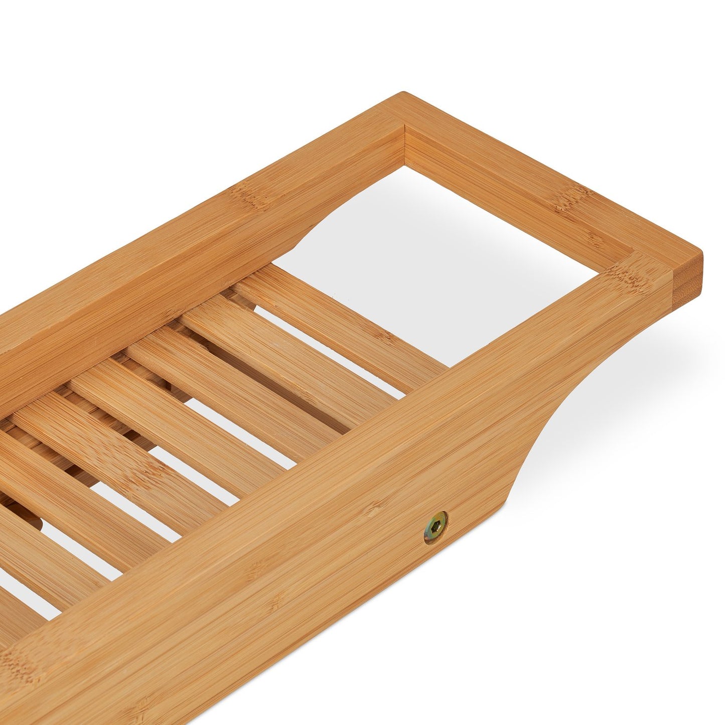 Height-adjustable bath shelf in bamboo