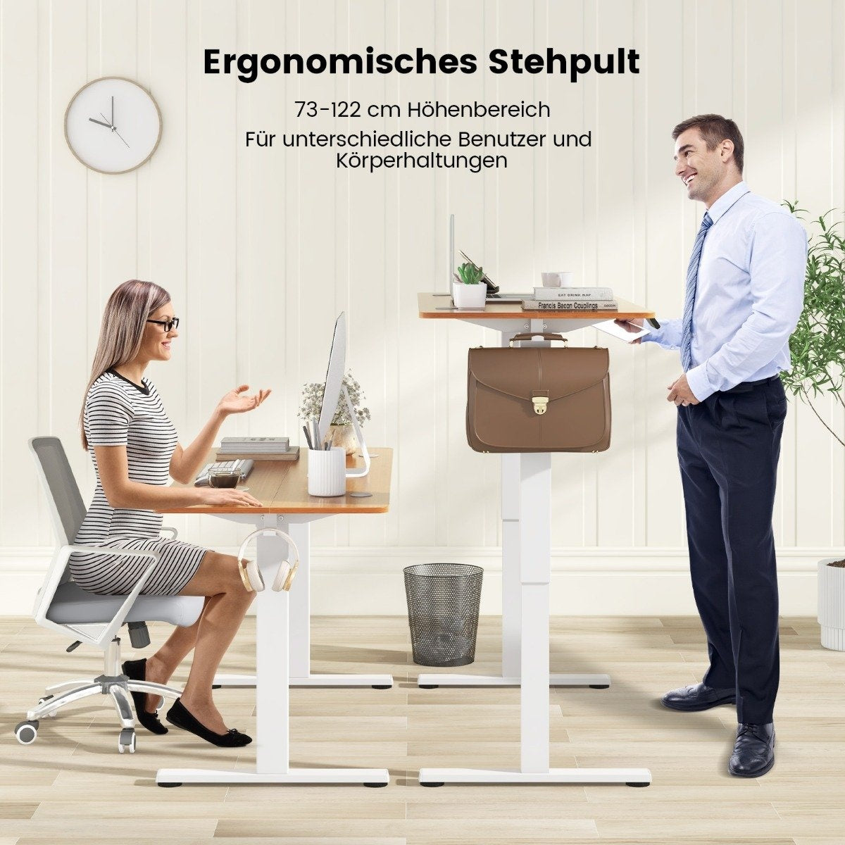 Height-adjustable desk 140 x 60 cm electric standing desk natural