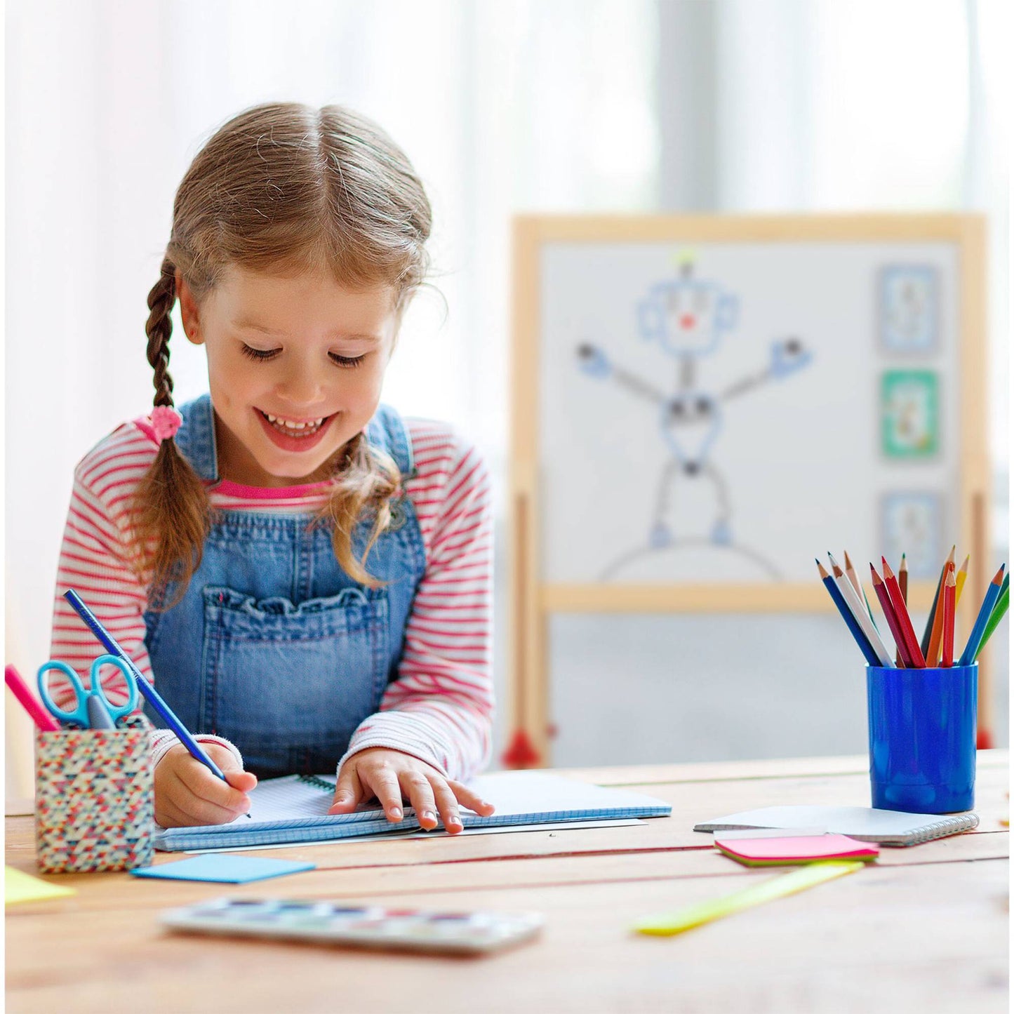 Height-adjustable drawing stand for children