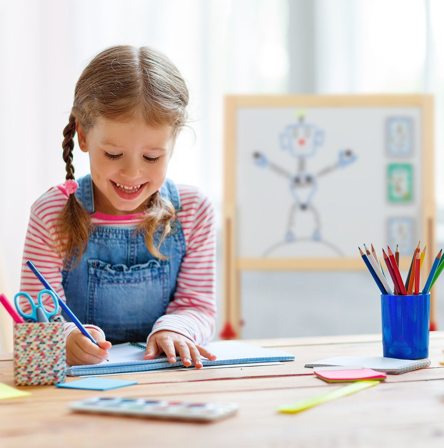 Height-adjustable drawing stand for children