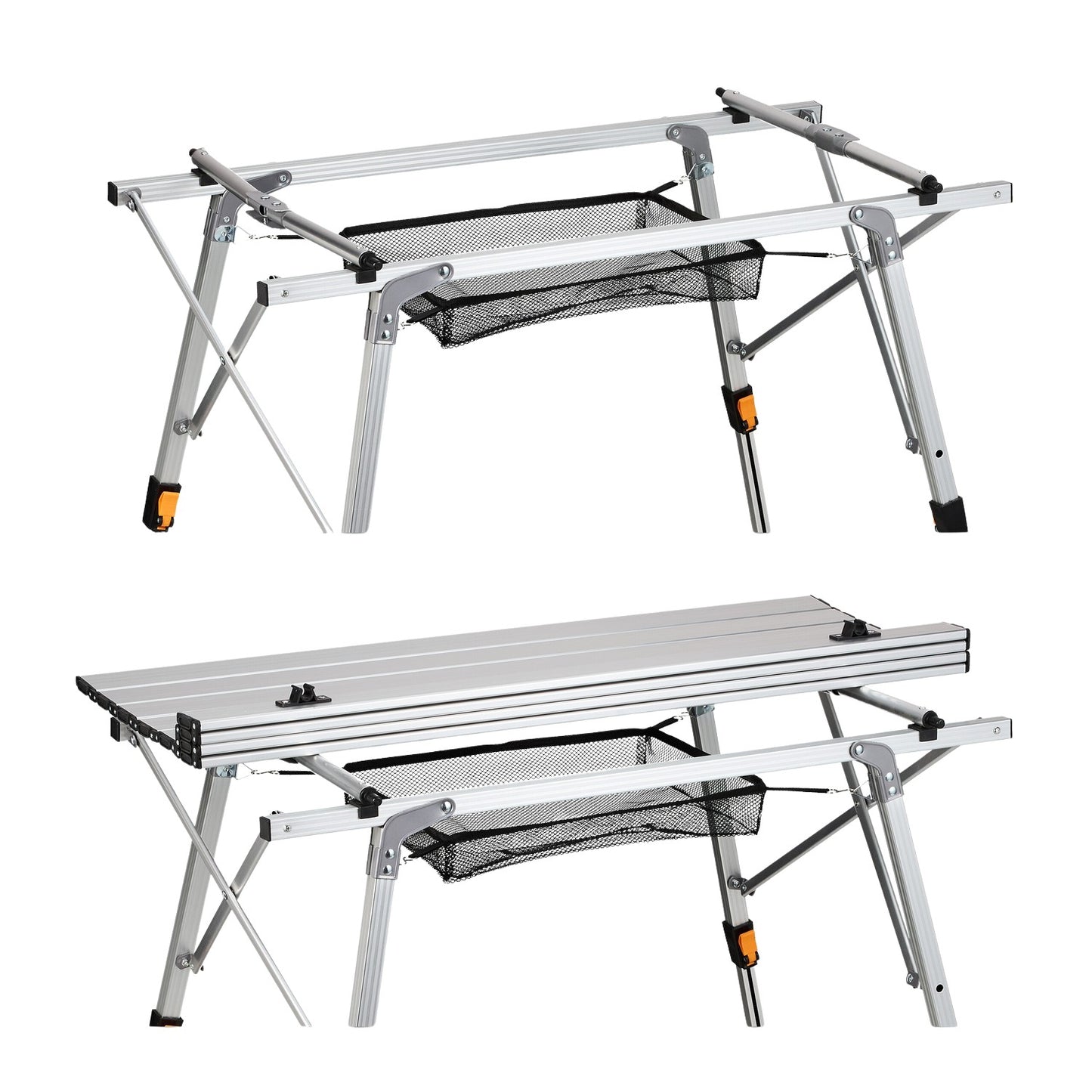 Height-adjustable folding aluminum table