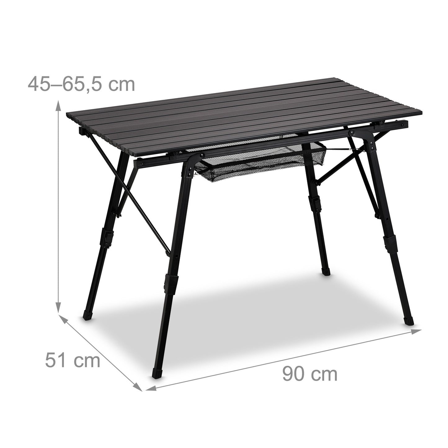 Height-adjustable folding aluminum table