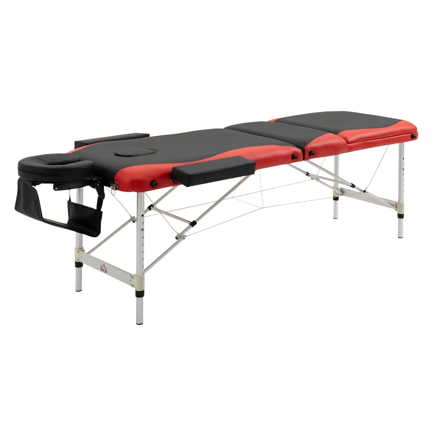 Height-adjustable folding massage table, aluminum & foam, 215 x 60 cm
