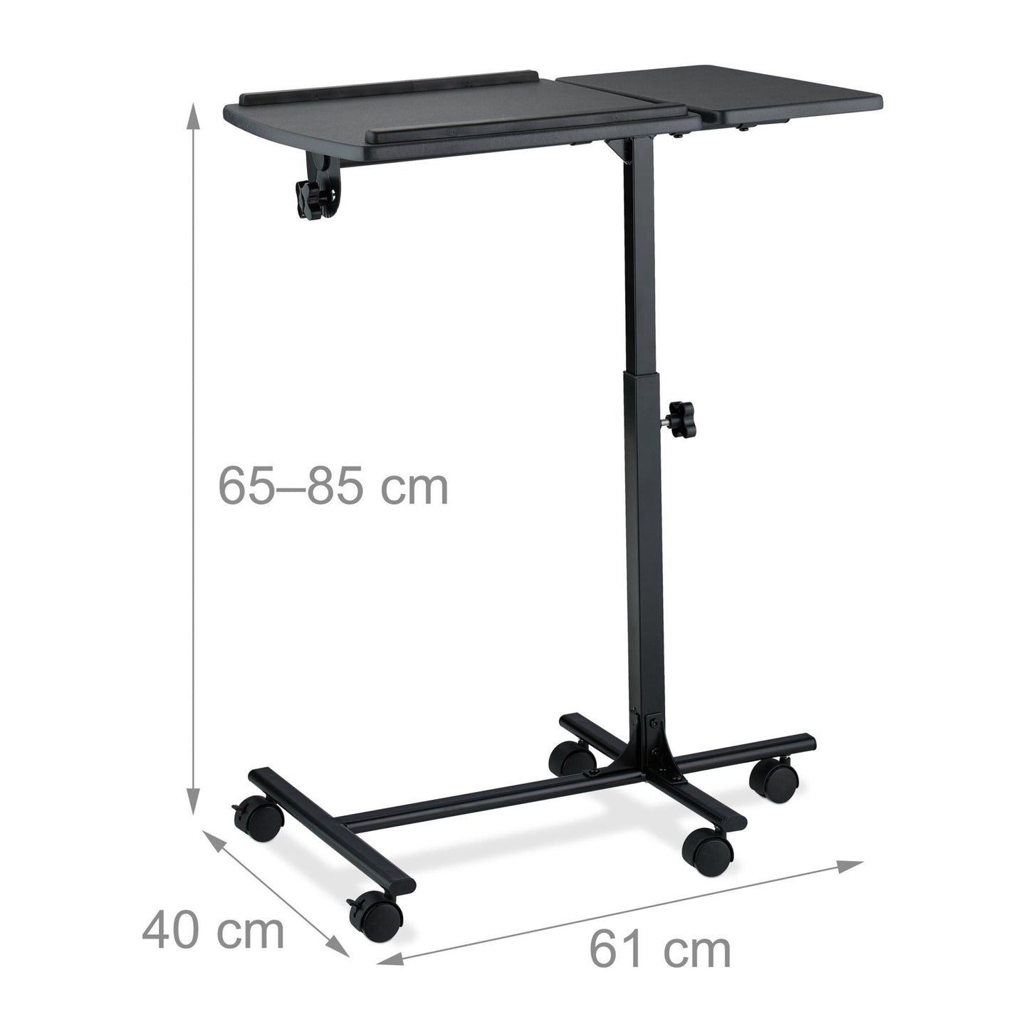 Height-adjustable laptop table with wheels