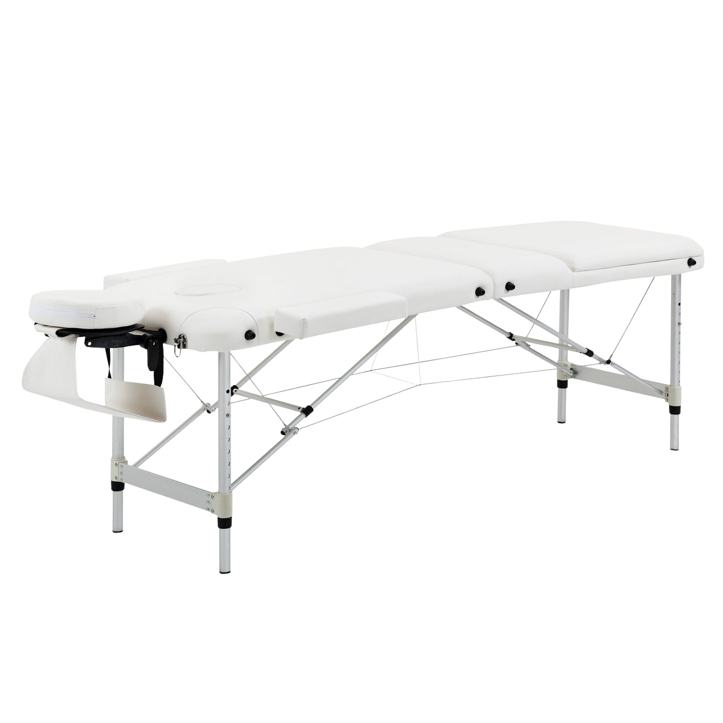 Height-adjustable massage table with cushion, white 215x60 cm