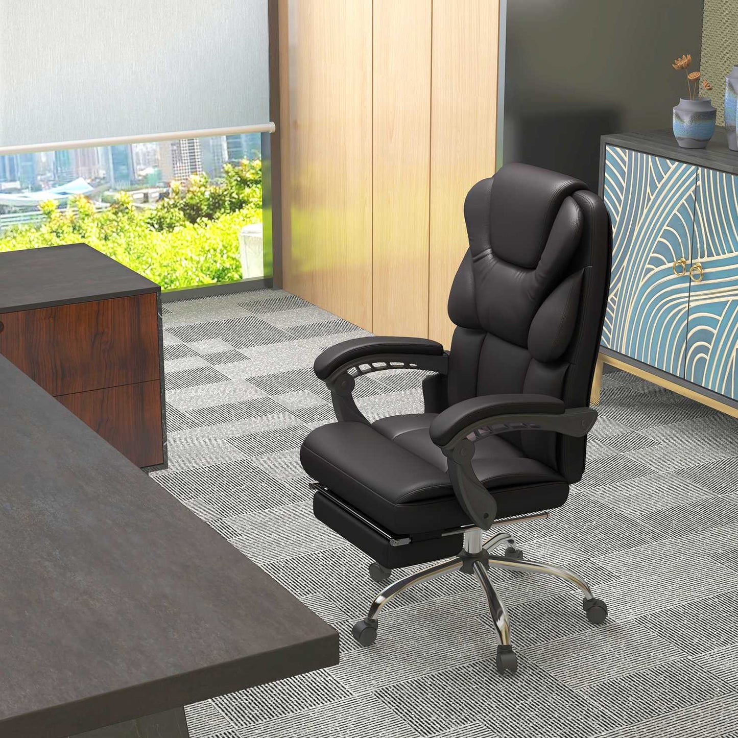 Ergonomic brown office chair with massage, 120 kg capacity