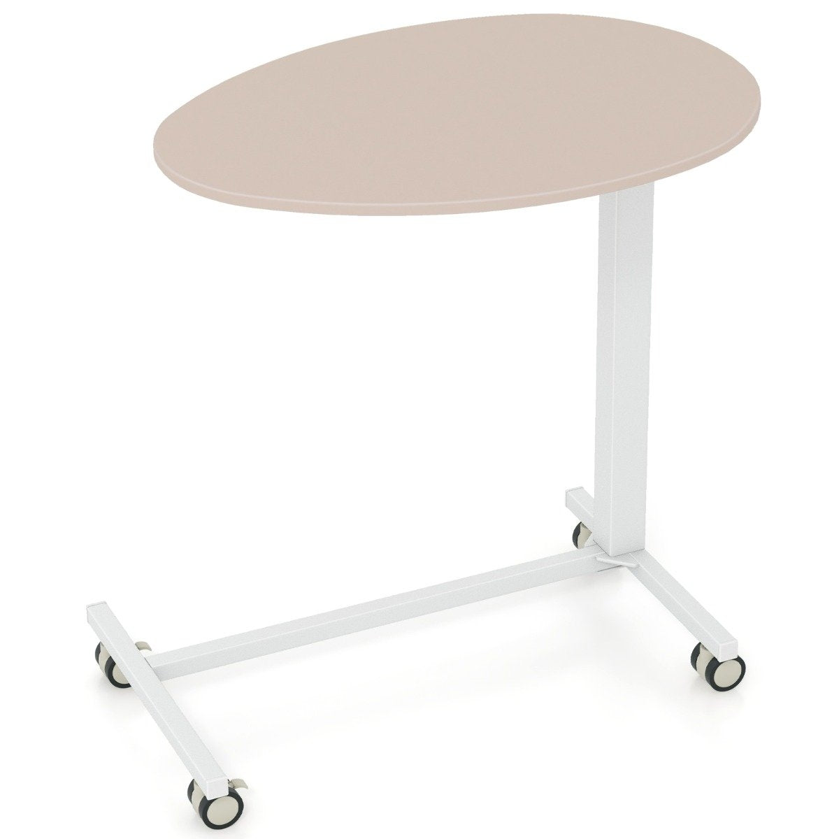 Height-adjustable side table with wheels Mobile laptop table 74-108 cm pink + white static load up to 75 kg