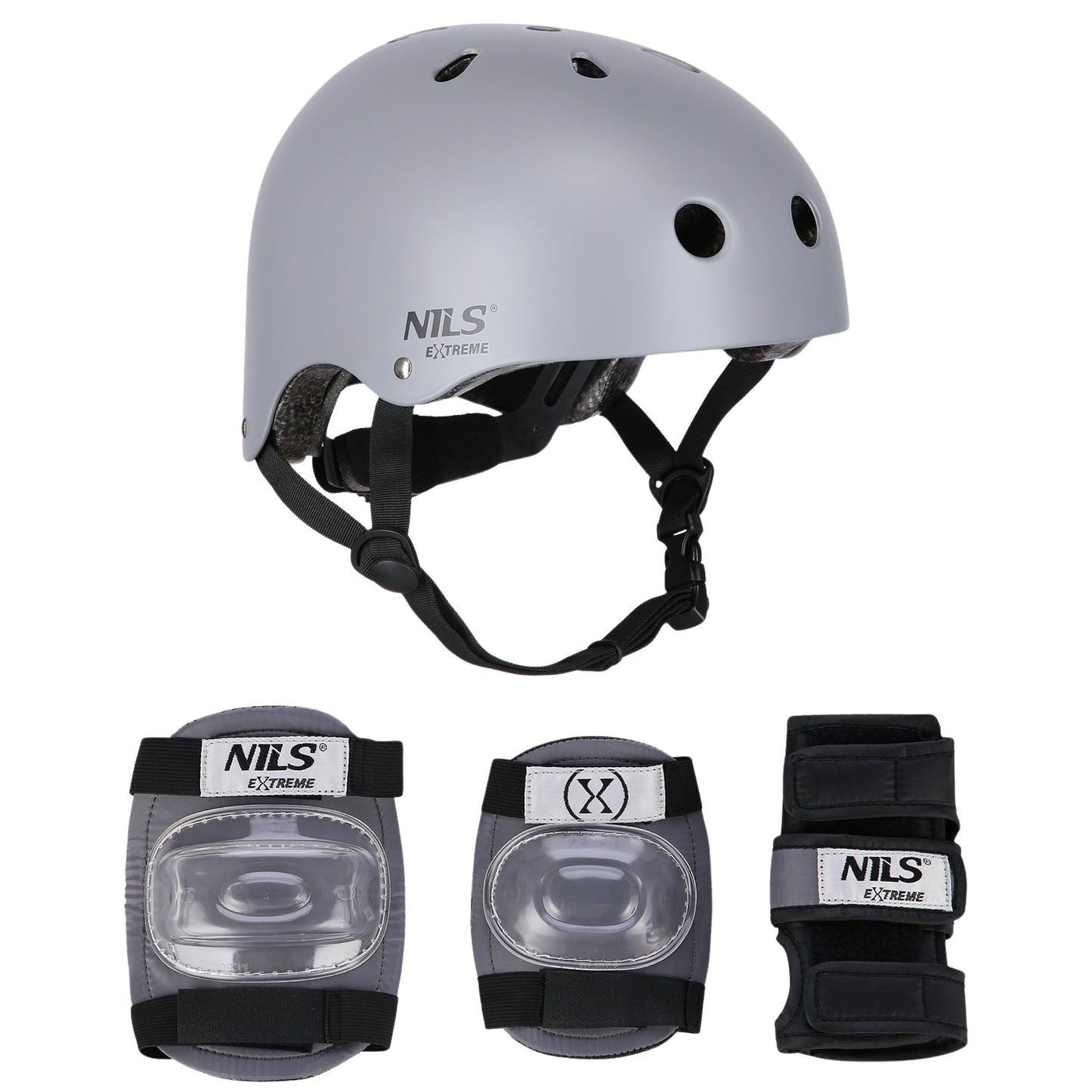 Helmet with Protectors Set, Gray, Size M