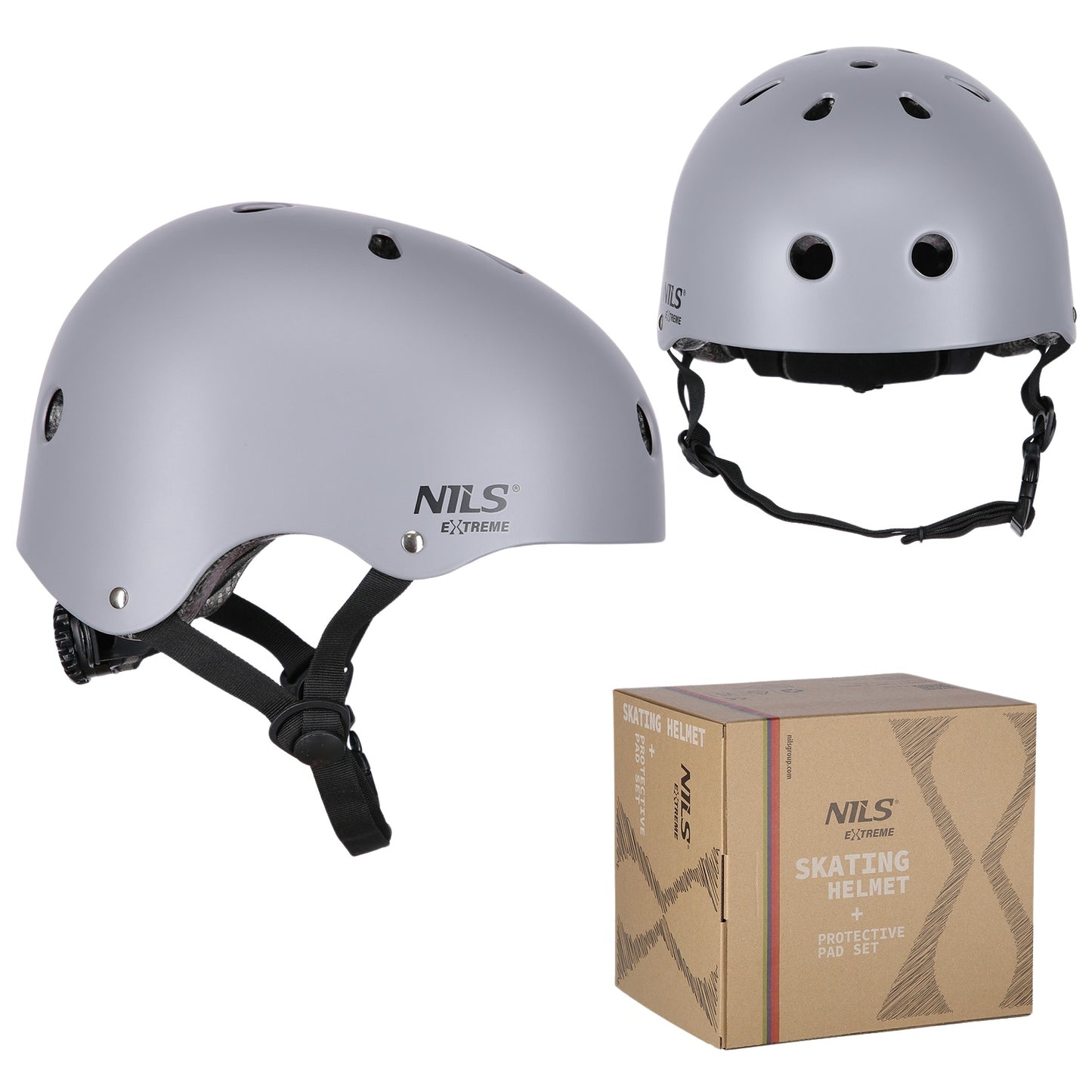 Helmet with Protectors Set, Gray, Size S
