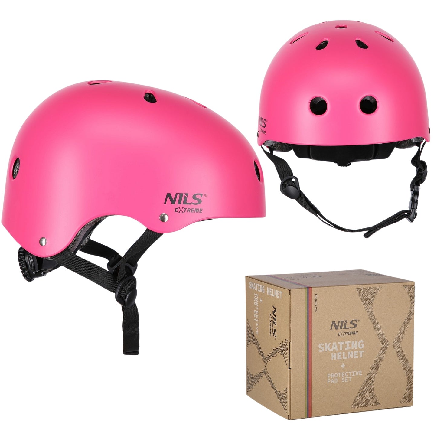Helmet with Protectors Set, Pink, Size M