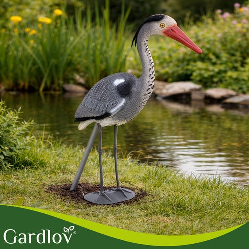Heron Garden Figurine, 66 cm Gray PE, Stake-Mounted