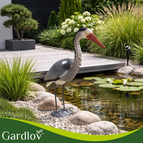 Heron Garden Figurine, 66 cm Gray PE, Stake-Mounted