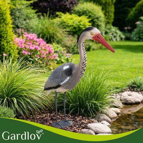 Heron Garden Figurine, 66 cm Gray PE, Stake-Mounted