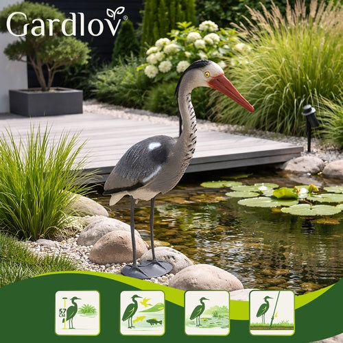 Heron Garden Figurine, 66 cm Gray PE, Stake-Mounted