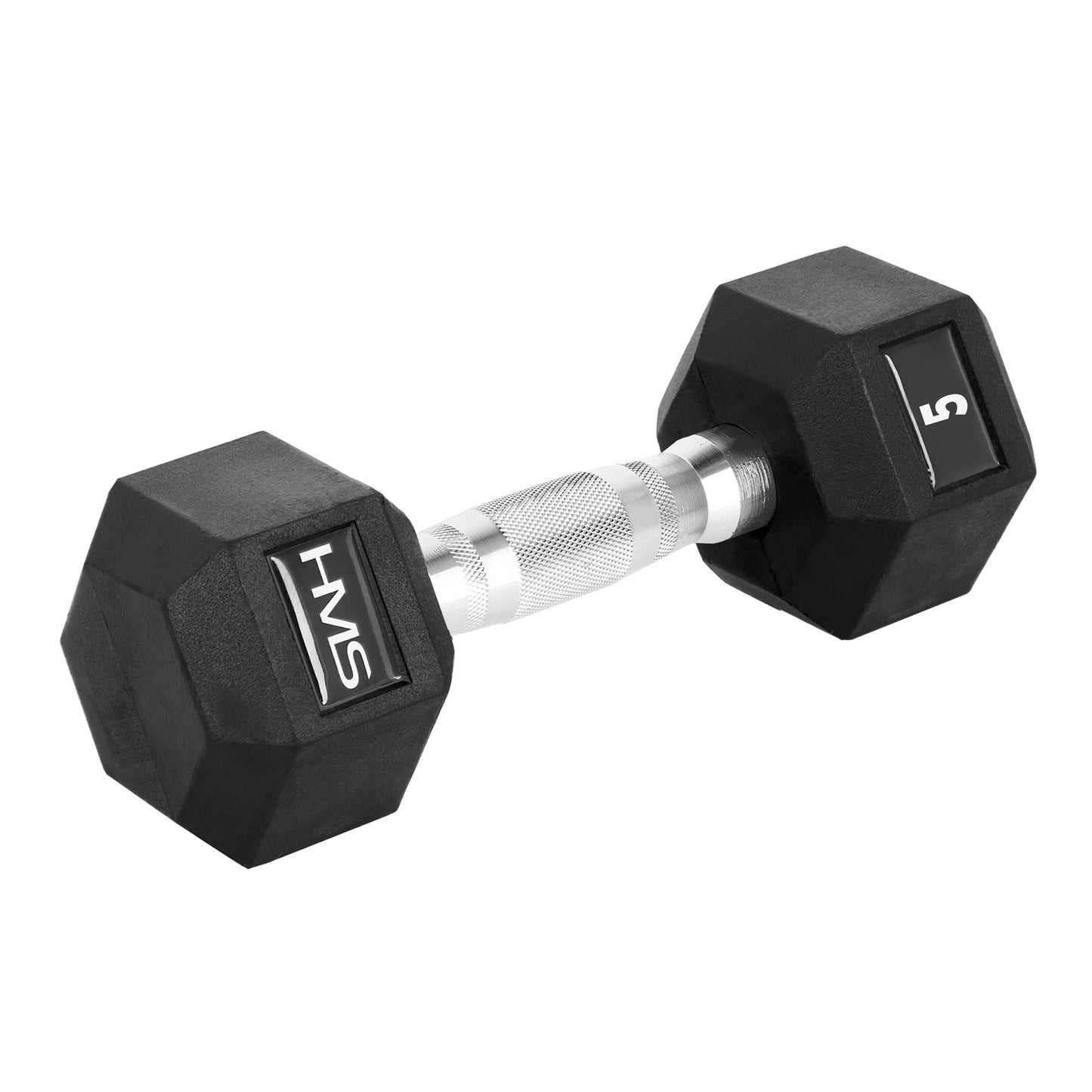 Hex Dumbbell 5 kg, Rubber-Coated, Knurled Handle