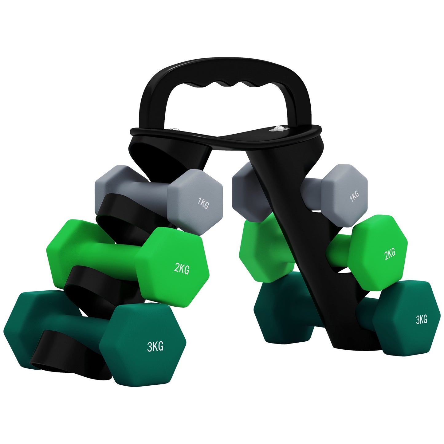 Hex Dumbbell Set with Rack – 1kg, 2kg, 3kg Pairs
