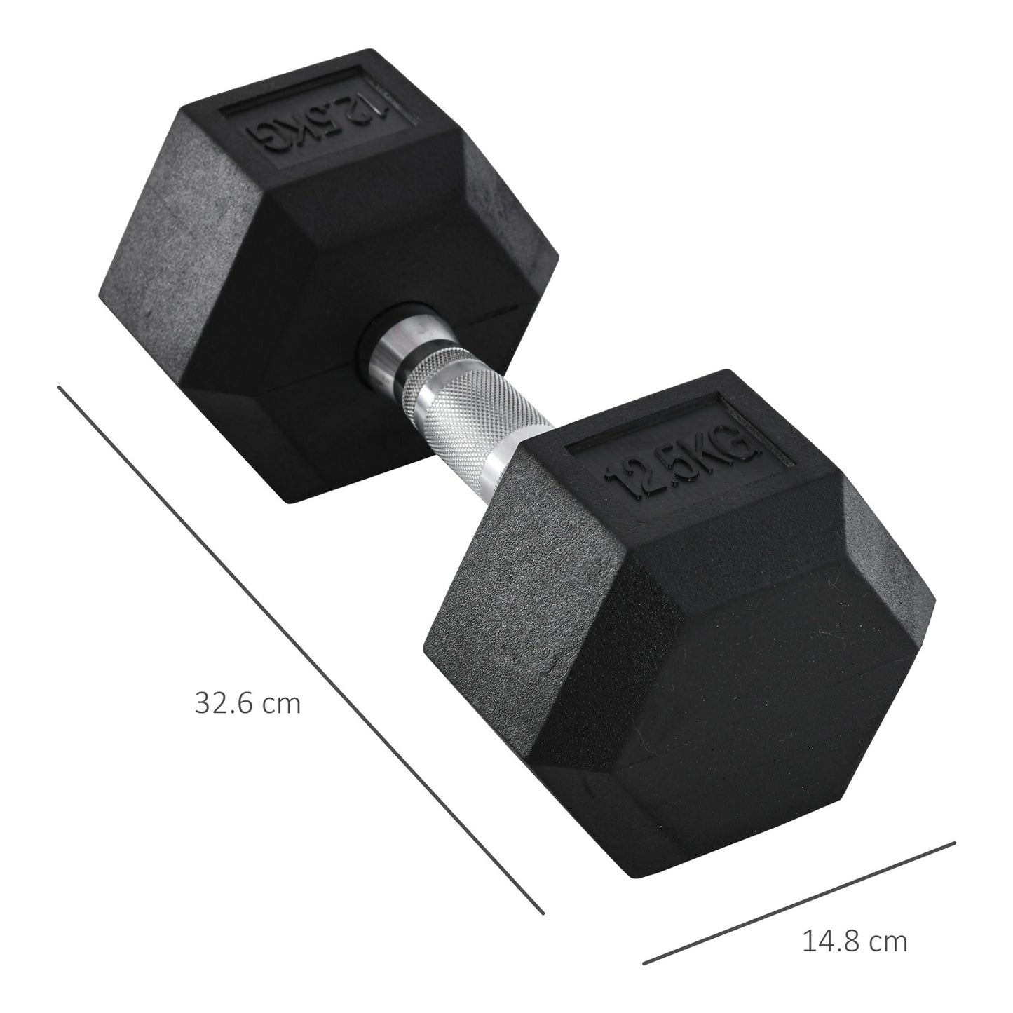 Hexagon dumbbell with knurled handle - 12.5 kg cast iron