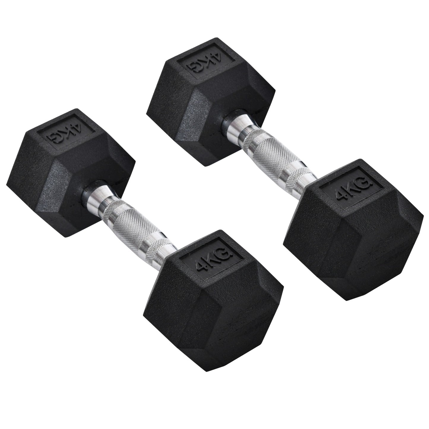 Hexagon Dumbbells Set, 2x4 kg, cast iron, knurled handles