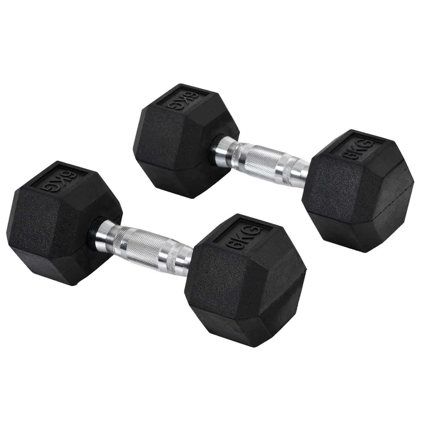 Hexagon Dumbbells Set, 2x6 Kg, rubber coated cast iron