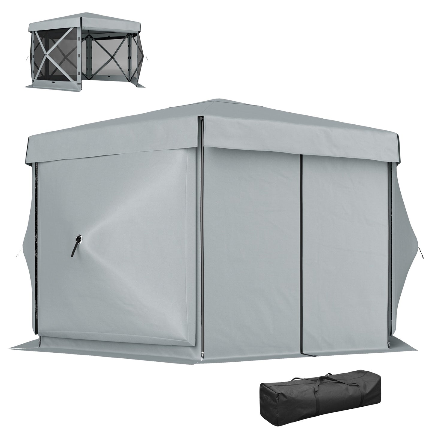 Hexagonal pop-up gazebo, 3.6x3m, UV30+ waterproof tent